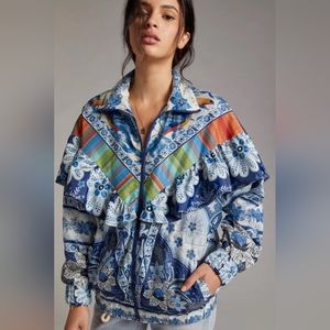 NWT Farm Rio blue palms windbreaker S